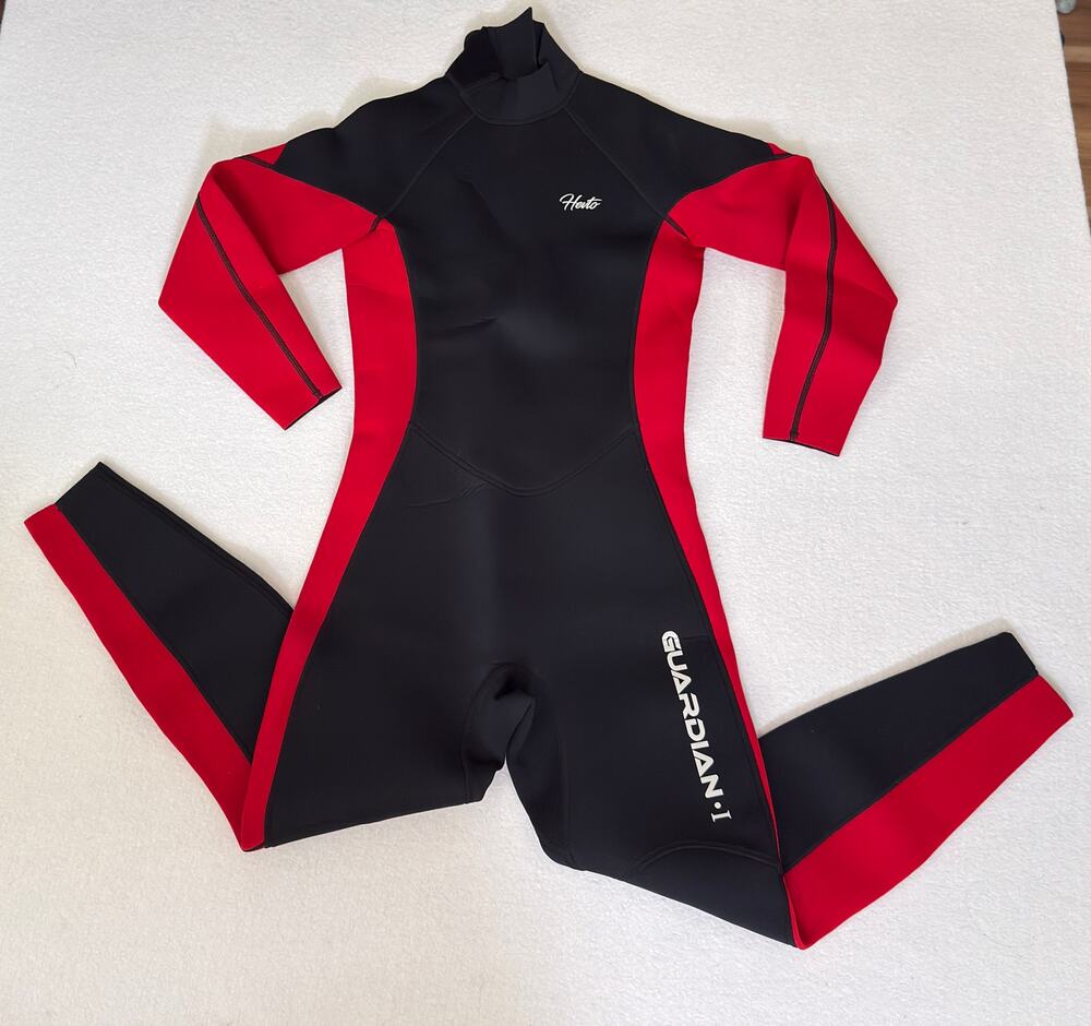 Hevto Wetsuit Size S Black Red Full Body Neoprene Surfing Diving Suit NWT98
